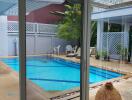 View of Backyard Pool Area from Indoors