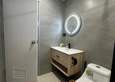 Modern bathroom with vanity and toilet