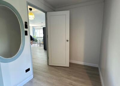 Bright and spacious hallway with modern lighting