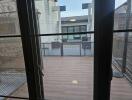 Balcony view with ceramic flooring and metal railing