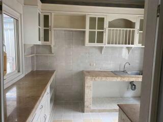 Modern kitchen with cabinets, countertop, and sink