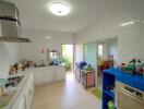 Modern kitchen with ample storage and natural light