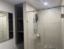 Modern bathroom with glass shower enclosure