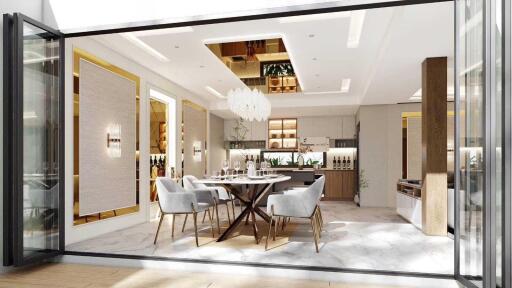 Elegant dining room with a modern design and open layout