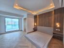 modern-bedroom-with-wood-panelling-and-large-window