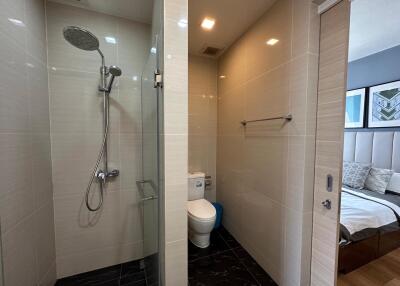 Modern bathroom with shower and toilet