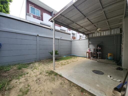 Backyard with covered patio