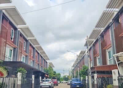 Street view of residential buildings