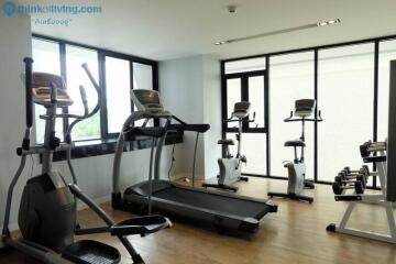 Fitness room with exercise machines