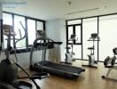 Fitness room with exercise machines