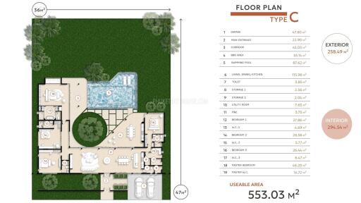 553 ตรม., 4 ห้องนอน, 5 ห้องน้ำ บ้าน ราคา ฿ 43,380,000