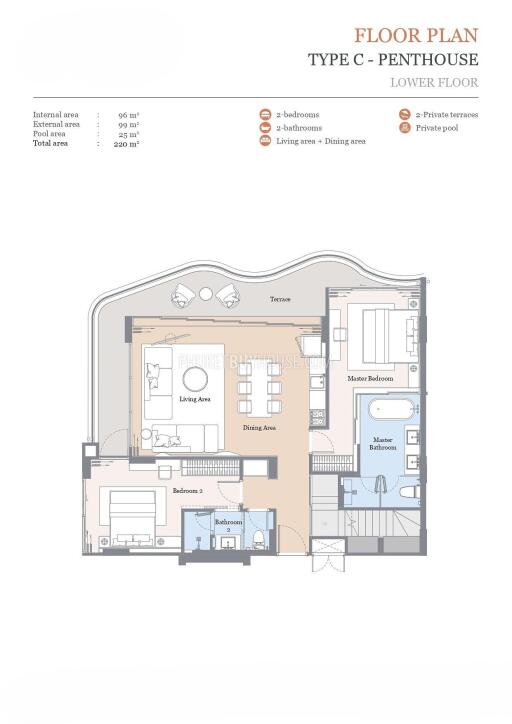 220 ตรม., 2 ห้องนอน, 2 ห้องน้ำ คอนโด ราคา ฿ 67,380,000