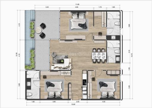 PAT22106: Limited Addition of Unique 3 Bedroom Apartment in Patong