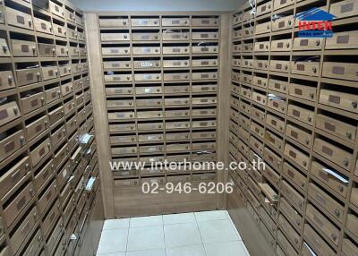 Mailroom with multiple mailboxes