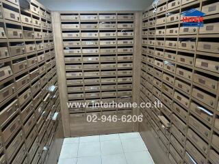 Mailroom with multiple mailboxes