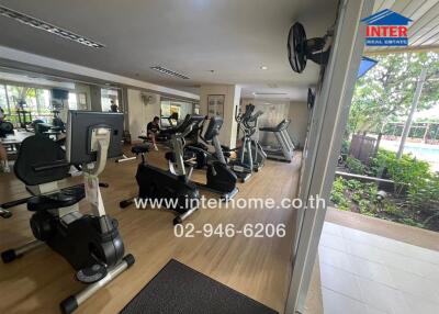 Gym with exercise equipment