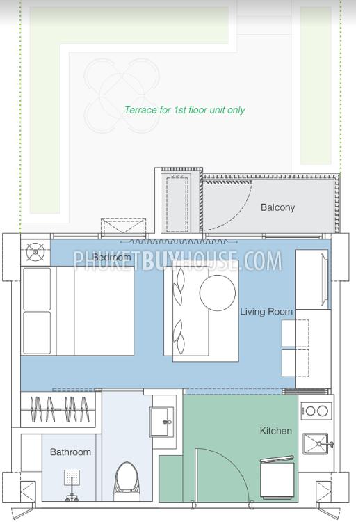 LAG7105: Studio 29 sq.m. in prime location of Bang Tao