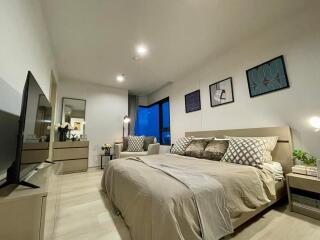 Modern bedroom with large bed and contemporary decor