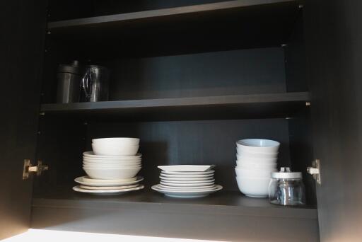 Kitchen with neatly organized dishware