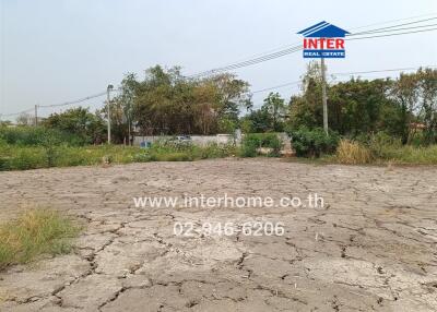 Plot of barren land with vegetation in the background