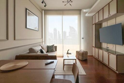 Modern living room with city view