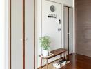 Well-organized entryway with storage cabinets