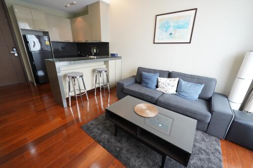 Modern living room with kitchen