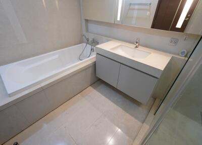 Modern bathroom with bathtub and sink