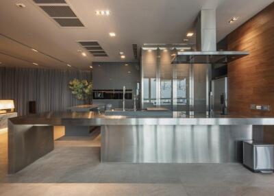 Modern kitchen with stainless steel island