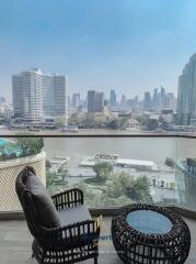 Balcony with a view of the city skyline