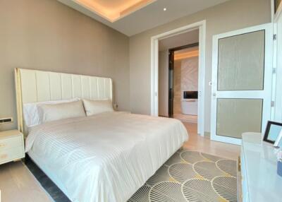 Elegant modern bedroom with double bed