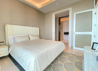 Elegant modern bedroom with double bed