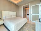 Elegant modern bedroom with double bed