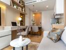 Modern living area with dining space and kitchenette