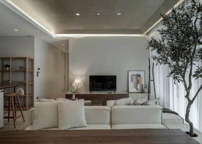 Modern living room with natural light