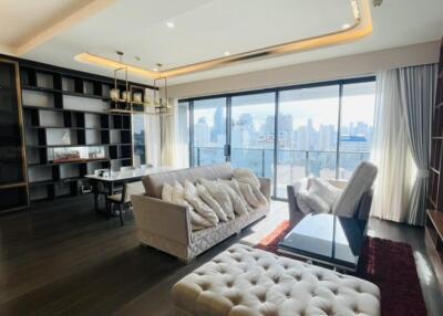 Modern living room with city view