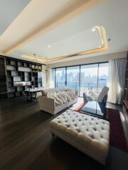 Modern living room with city view