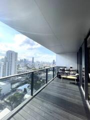 Spacious balcony with city view