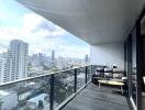 Spacious balcony with city view