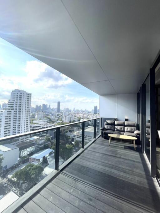 Spacious balcony with city view