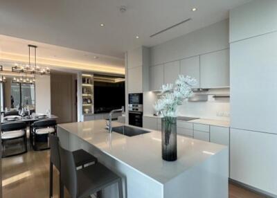 Modern kitchen with island and dining area