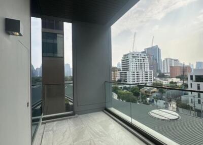 Spacious balcony with city view