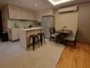 Modern kitchen with dining area