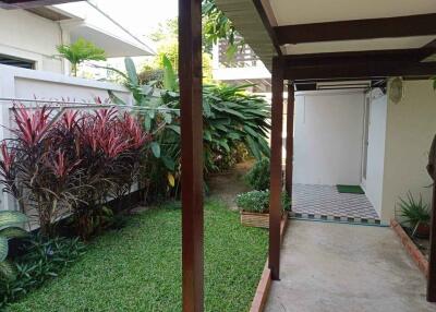 Covered patio with garden view