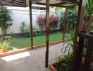 Covered patio with garden view