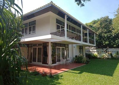 Two-story modern house with garden