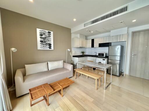 Modern living area with integrated kitchen