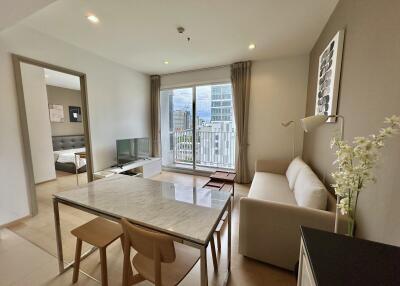 Modern living room with dining area