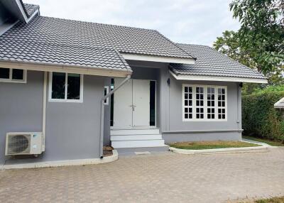 Front view of a house with tiled roof