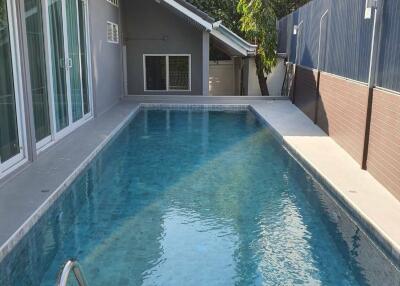 Outdoor swimming pool in a residential area